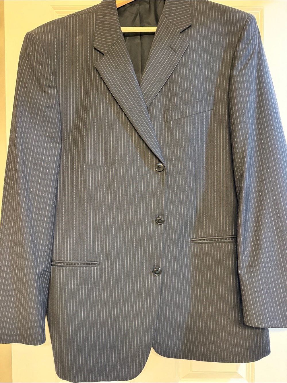 Jones New York Men's Dark Gray Pinstripe Blazer